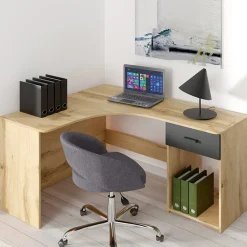 Garnero Arredamenti Scrivanie Per Ragazzi|Scrivanie Ufficio-Scrivania ufficio angolare salvaspazio155x75cm nero William Rovere