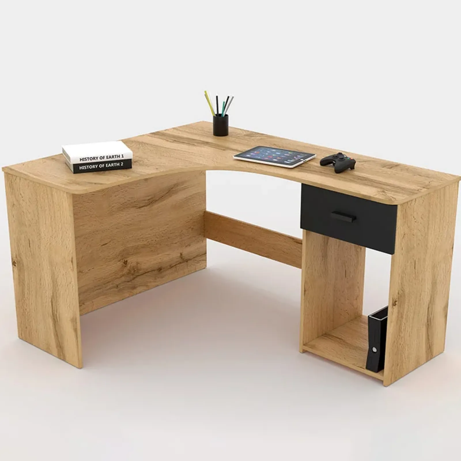 Garnero Arredamenti Scrivanie Per Ragazzi|Scrivanie Ufficio-Scrivania ufficio angolare salvaspazio155x75cm nero William Rovere