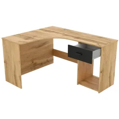 Garnero Arredamenti Scrivanie Per Ragazzi|Scrivanie Ufficio-Scrivania ufficio angolare salvaspazio155x75cm nero William Rovere