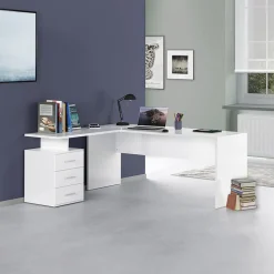 Garnero Arredamenti Scrivanie Ufficio|Scrivanie Ufficio-Scrivania ufficio angolare 180x160cm OfficeScape Bianco Lucido