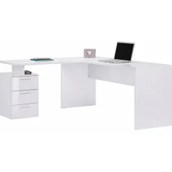 Garnero Arredamenti Scrivanie Ufficio|Scrivanie Ufficio-Scrivania ufficio angolare 180x160cm OfficeScape Bianco Lucido