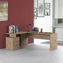 Garnero Arredamenti Scrivanie Ufficio|Scrivanie Ufficio-Scrivania ufficio angolare 180x160cm OfficeScape Rovere