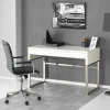 Garnero Arredamenti Consolle Fissa|Consolle Fissa-Scrivania ufficio con cassetti 120x76cm bianco laccato lucido Borbone