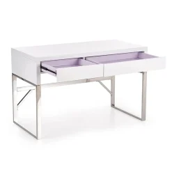 Garnero Arredamenti Consolle Fissa|Consolle Fissa-Scrivania ufficio con cassetti 120x76cm bianco laccato lucido Borbone