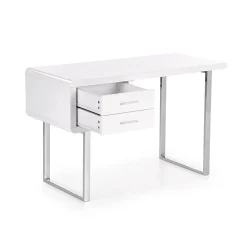 Garnero Arredamenti Consolle Fissa|Consolle Fissa-Scrivania ufficio con cassetti 120x76cm bianco laccato lucido Croset