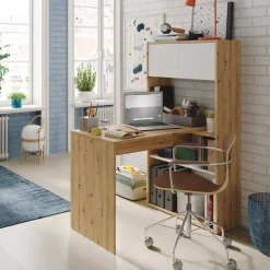 Garnero Arredamenti Scrivanie Per Ragazzi|Scrivanie Ufficio-Scrivania ufficio moderna reversibile rovere bianco artico Grom