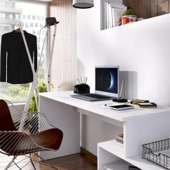 Garnero Arredamenti Scrivanie Per Ragazzi|Scrivanie Ufficio-Scrivania ufficio salvaspazio moderna 230x51cm Teddy Bianco Opaco