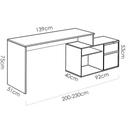 Garnero Arredamenti Scrivanie Per Ragazzi|Scrivanie Ufficio-Scrivania ufficio salvaspazio moderna 230x51cm Teddy Bianco Opaco