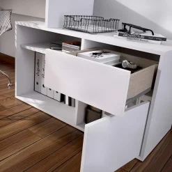 Garnero Arredamenti Scrivanie Per Ragazzi|Scrivanie Ufficio-Scrivania ufficio salvaspazio moderna 230x51cm Teddy Bianco Opaco