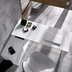 Garnero Arredamenti Scrivanie Per Ragazzi|Scrivanie Ufficio-Scrivania ufficio salvaspazio moderna 230x51cm Teddy Bianco Opaco