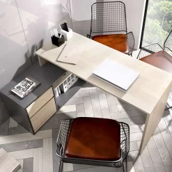 Garnero Arredamenti Scrivanie Per Ragazzi|Scrivanie Ufficio-Scrivania ufficio salvaspazio 230x51cm rovere grafite Teddy Rovere - Grafite