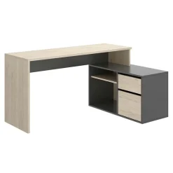 Garnero Arredamenti Scrivanie Per Ragazzi|Scrivanie Ufficio-Scrivania ufficio salvaspazio 230x51cm rovere grafite Teddy Rovere - Grafite