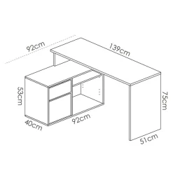 Garnero Arredamenti Scrivanie Per Ragazzi|Scrivanie Ufficio-Scrivania ufficio salvaspazio 230x51cm rovere grafite Teddy Rovere - Grafite