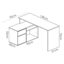 Garnero Arredamenti Scrivanie Per Ragazzi|Scrivanie Ufficio-Scrivania ufficio salvaspazio 230x51cm rovere bianco lucido Teddy Rovere - Bianco Lucido