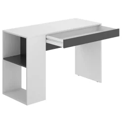 Garnero Arredamenti Scrivanie Per Ragazzi|Scrivanie Ufficio-Scrivania ufficio salvaspazio 115x50cm bianco opaco grafite Tiger Bianco Opaco - Grafite