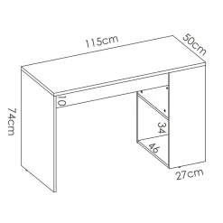 Garnero Arredamenti Scrivanie Per Ragazzi|Scrivanie Ufficio-Scrivania ufficio salvaspazio 115x50cm bianco opaco grafite Tiger Bianco Opaco - Grafite