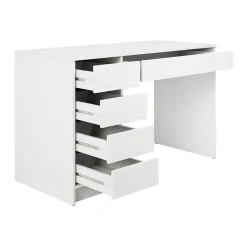 Garnero Arredamenti Scrivanie Per Ragazzi|Scrivanie Ufficio-Scrivania ufficio 120x75cm 5 cassetti Blackpool Bianco Opaco