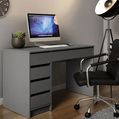 Garnero Arredamenti Scrivanie Per Ragazzi|Scrivanie Ufficio-Scrivania ufficio 120x75cm 5 cassetti Blackpool Antracite