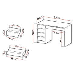 Garnero Arredamenti Scrivanie Per Ragazzi|Scrivanie Ufficio-Scrivania ufficio 120x75cm 5 cassetti Blackpool Antracite