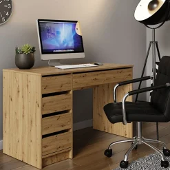 Garnero Arredamenti Scrivanie Per Ragazzi|Scrivanie Ufficio-Scrivania ufficio 120x75cm 5 cassetti Blackpool Rovere