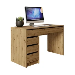 Garnero Arredamenti Scrivanie Per Ragazzi|Scrivanie Ufficio-Scrivania ufficio 120x75cm 5 cassetti Blackpool Rovere