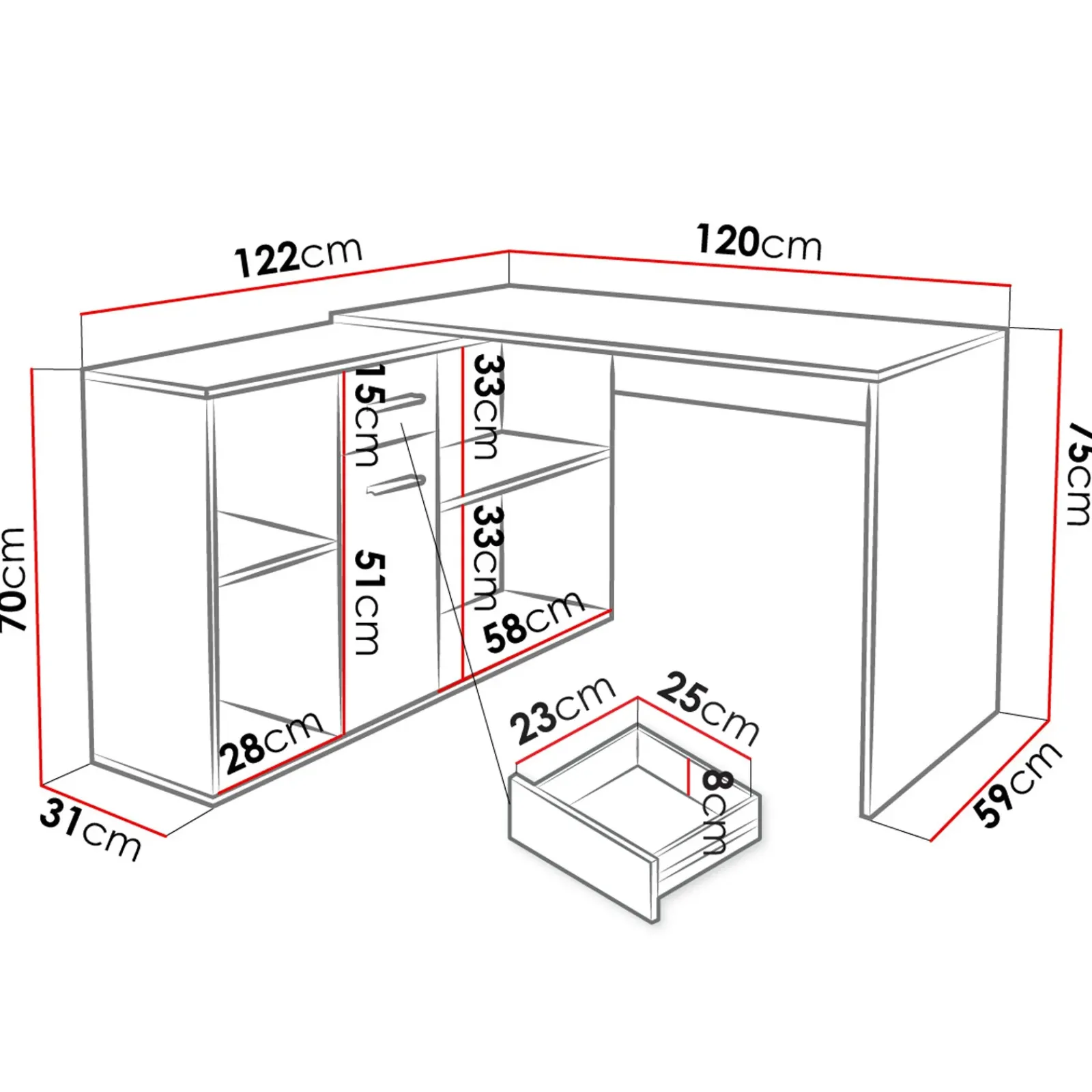 Garnero Arredamenti Scrivanie Ufficio|Scrivanie Ufficio-Scrivania ufficio 120x92cm angolare multiposizione nero Elisa