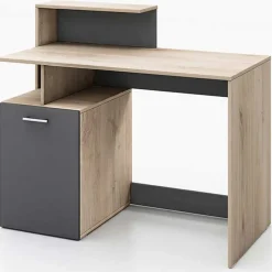 Garnero Arredamenti Scrivanie Per Ragazzi|Scrivanie Ufficio-Scrivania ufficio 110x95cm con mobile contenitore grigio rovere chiaro Aldeia