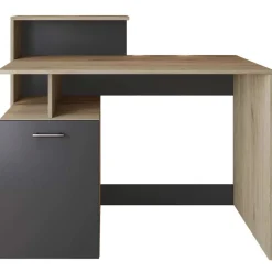 Garnero Arredamenti Scrivanie Per Ragazzi|Scrivanie Ufficio-Scrivania ufficio 110x95cm con mobile contenitore grigio rovere chiaro Aldeia