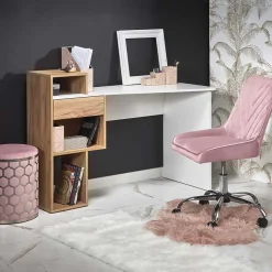 Garnero Arredamenti Scrivanie Per Ragazzi|Scrivanie Ufficio-Scrivania ufficio 127x57cm rovere bianco lucido Aymon Gihome®