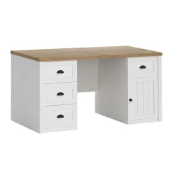 Garnero Arredamenti Scrivanie Per Ragazzi|Scrivanie Ufficio-Scrivania 160x76cm 4 cassetti bianco frassinato rovere Provenza