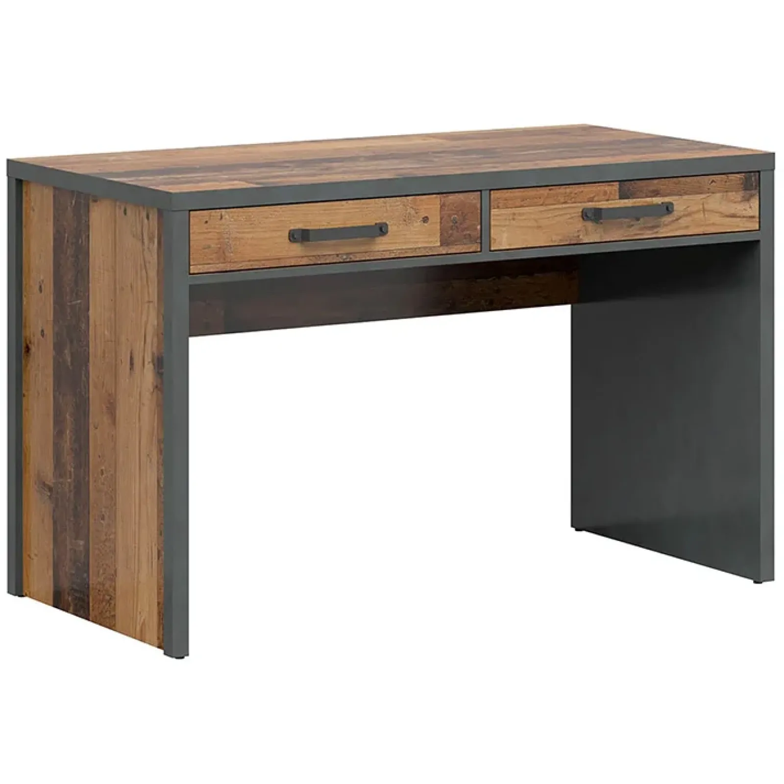 Garnero Arredamenti Scrivanie Per Ragazzi-Scrivania 120x76cm 2 cassetti stile soft rovere scuro nero Urbania