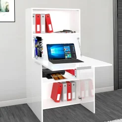 Garnero Arredamenti Scrivanie Per Ragazzi|Scrivanie Ufficio-Scrivania 70x35cm a scomparsa salvaspazio bianco lucido Pinko