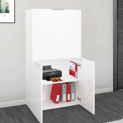 Garnero Arredamenti Scrivanie Per Ragazzi|Scrivanie Ufficio-Scrivania 70x35cm a scomparsa salvaspazio bianco lucido Pinko