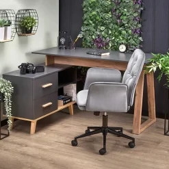 Garnero Arredamenti Scrivanie Per Ragazzi|Scrivanie Ufficio-Scrivania 134x90cm angolare reversibile antracite quercia Iperico