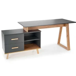Garnero Arredamenti Scrivanie Per Ragazzi|Scrivanie Ufficio-Scrivania 134x90cm angolare reversibile antracite quercia Iperico