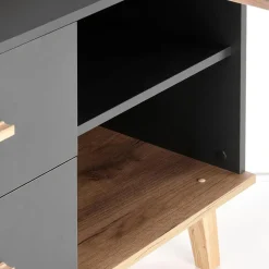 Garnero Arredamenti Scrivanie Per Ragazzi|Scrivanie Ufficio-Scrivania 134x90cm angolare reversibile antracite quercia Iperico