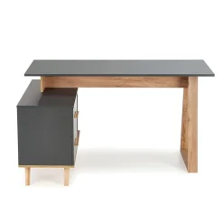 Garnero Arredamenti Scrivanie Per Ragazzi|Scrivanie Ufficio-Scrivania 134x90cm angolare reversibile antracite quercia Iperico