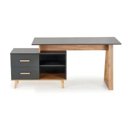 Garnero Arredamenti Scrivanie Per Ragazzi|Scrivanie Ufficio-Scrivania 134x90cm angolare reversibile antracite quercia Iperico