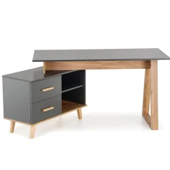 Garnero Arredamenti Scrivanie Per Ragazzi|Scrivanie Ufficio-Scrivania 134x90cm angolare reversibile antracite quercia Iperico