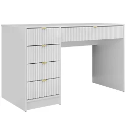 Garnero Arredamenti Toeletta Trucco|Scrivanie Ufficio-Scrivania 120x55cm con 5 cassetti cannettata Athena Bianco