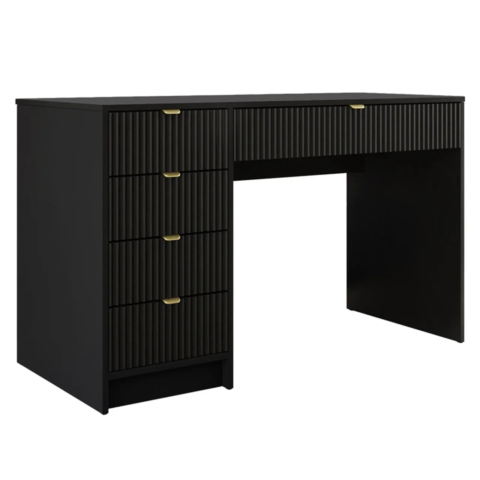 Garnero Arredamenti Toeletta Trucco|Scrivanie Ufficio-Scrivania 120x55cm con 5 cassetti cannettata Athena Nero