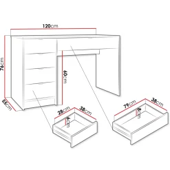 Garnero Arredamenti Toeletta Trucco|Scrivanie Ufficio-Scrivania 120x55cm con 5 cassetti cannettata Athena Beige