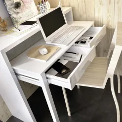 Garnero Arredamenti Consolle Fissa|Consolle Fissa-Scrivania 99x87cm consolle estraibile Maybelle Bianco Opaco