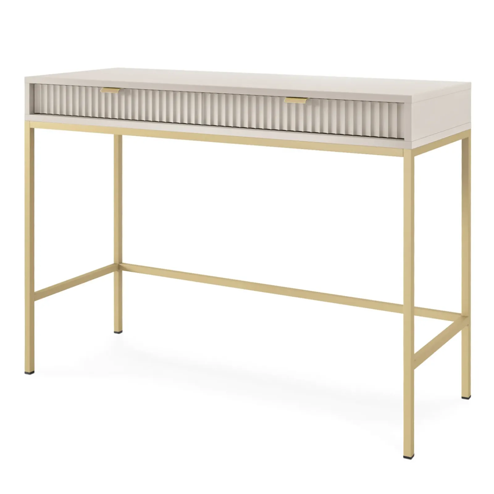 Garnero Arredamenti Consolle Fissa|Consolle Fissa-Scrivania 104x77cm consolle ingresso 2 cassetti moderna Alisa Beige