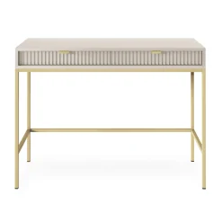 Garnero Arredamenti Consolle Fissa|Consolle Fissa-Scrivania 104x77cm consolle ingresso 2 cassetti moderna Alisa Beige
