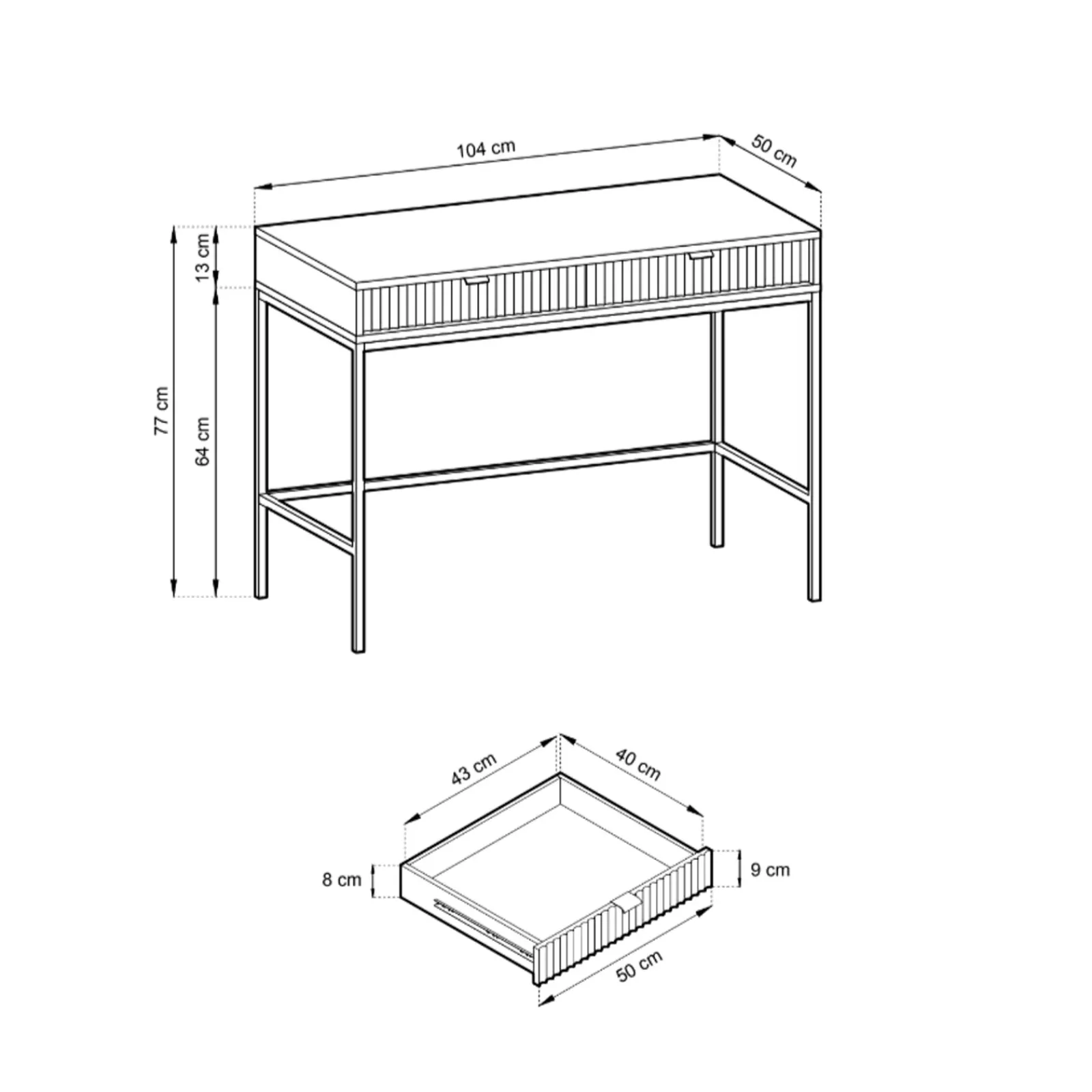 Garnero Arredamenti Consolle Fissa|Consolle Fissa-Scrivania 104x77cm consolle ingresso 2 cassetti moderna Alisa Beige