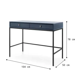 Garnero Arredamenti Consolle Fissa|Consolle Fissa-Scrivania 104x77cm consolle ingresso 2 cassetti blu notte Glory