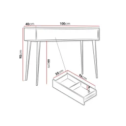 Garnero Arredamenti Consolle Fissa|Consolle Fissa-Scrivania 100x90cm consolle ingresso rovere nero Hans