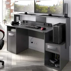 Garnero Arredamenti Scrivanie Per Ragazzi|Scrivanie Ufficio-Scrivania 154x69cm gaming salvaspazio moderna grafite Seneca
