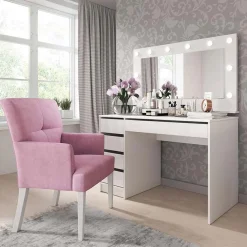 Garnero Arredamenti Scrivanie Per Ragazzi|Toeletta Trucco-Scrivania 120x55cm moderna bianco opaco Eliana Gihome®